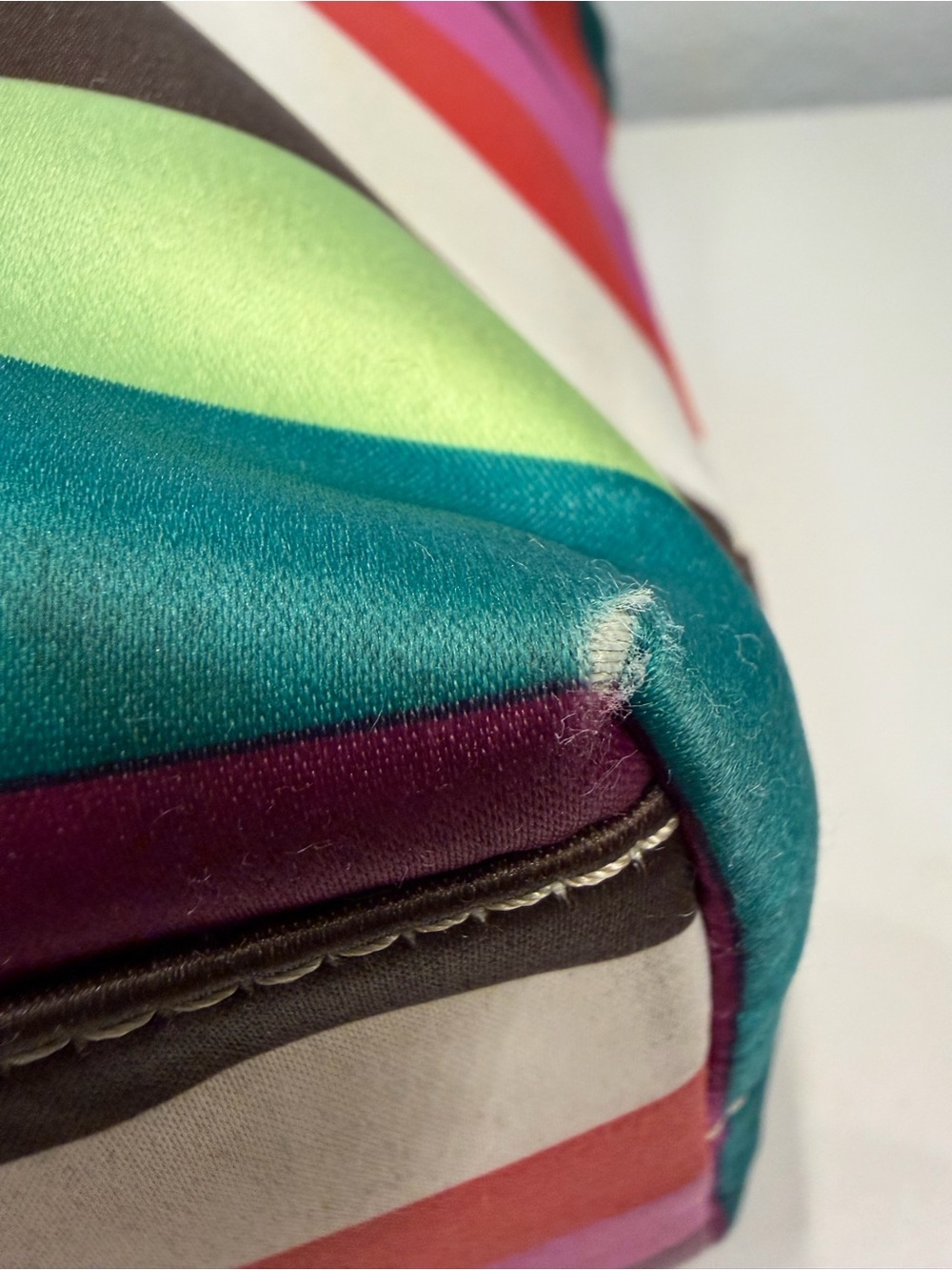 COACH LEGACY Multicolor Striped SATEEN Tote with Gold/ Bronze Trim. 2 Hangtags!! - Picture 10 of 16